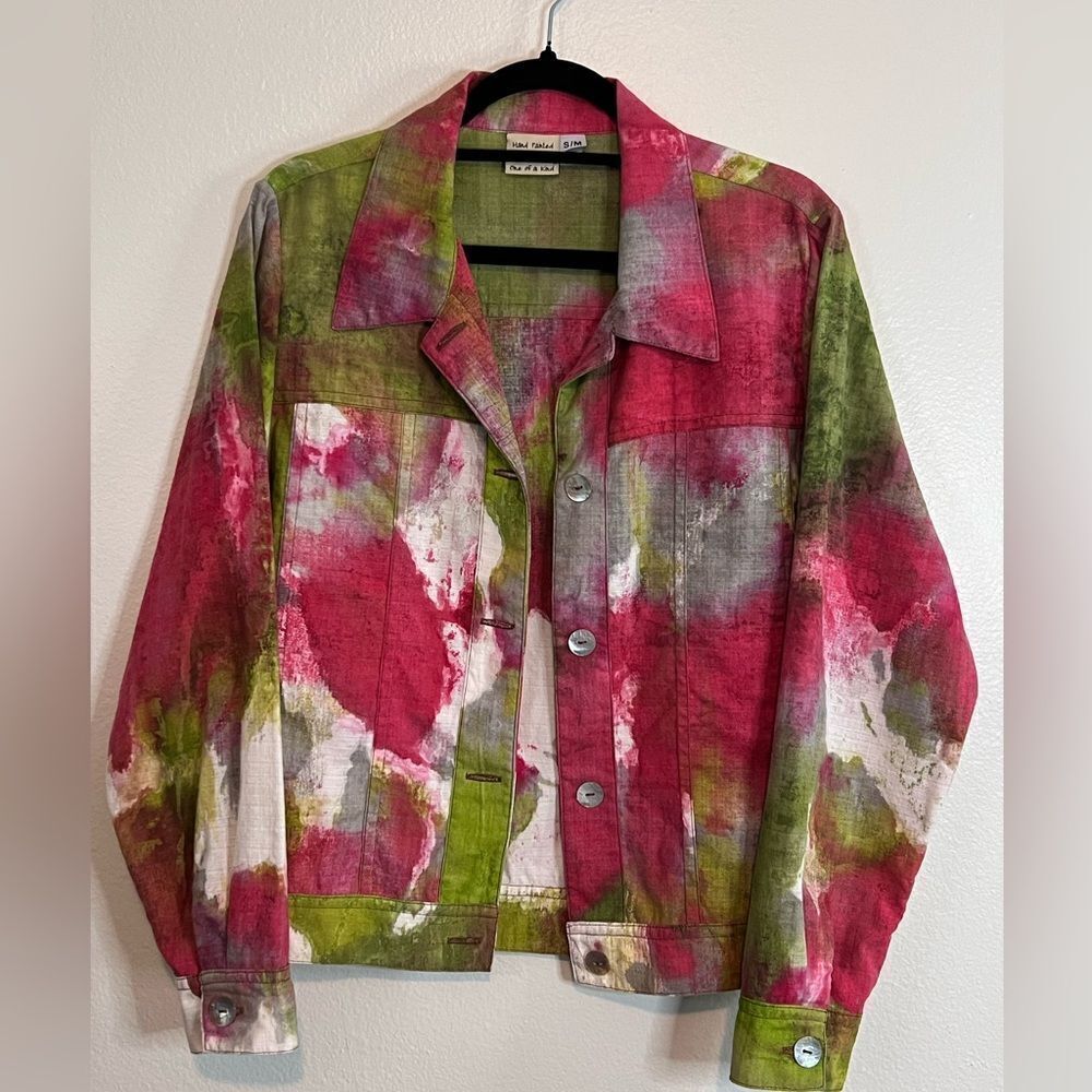Sucesos Jacket Hand Painted Wearable Art Size S/M Water Color Lightweight